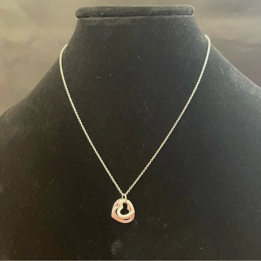 18” 925 Sterling Silver Triple Heart Silver-Tone 30th Birthday Pendant Necklace